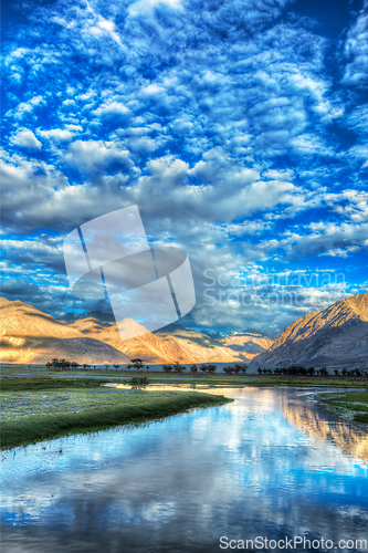 Image of Nubra river in Nubra valley in Himalayas