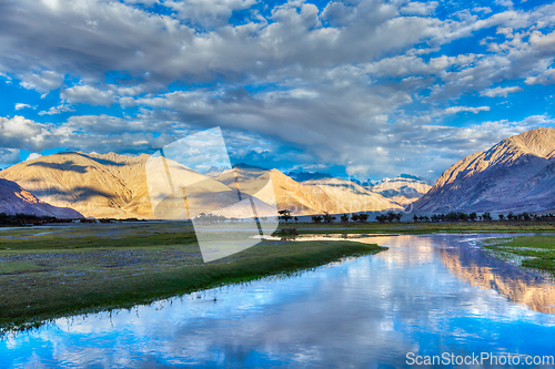 Image of Nubra river in Nubra valley in Himalayas