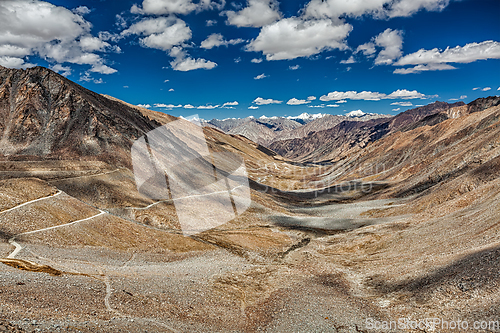 Image of Karakoram Range and road in valley, Ladakh, India