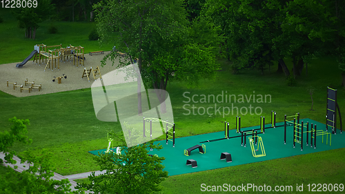 Image of sports ground top view, sports lifestyle concept.