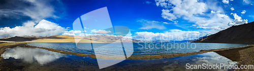 Image of Panorama of lake Tso Moriri in Himalayas, Ladakh