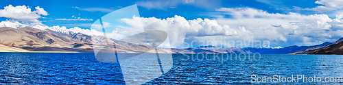 Image of Panorama of lake Tso Moriri in Himalayas, Ladakh