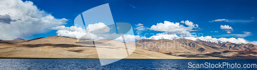 Image of Panorama of lake Tso Moriri in Himalayas, Ladakh