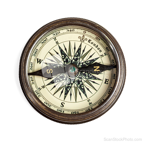 Image of Old vintage compass isolated