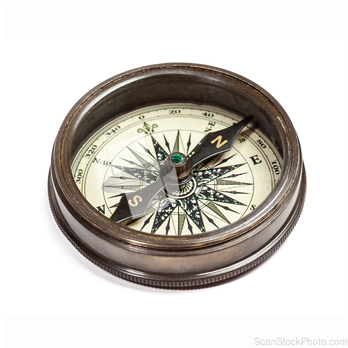 Image of Old vintage compass isolated
