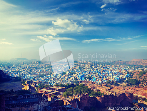 Image of Aerial panorama of the blue city Jodhpur. India