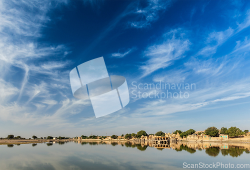 Image of Gadi Sagar - artificial lake. Jaisalmer, Rajasthan, India