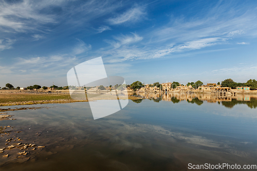 Image of Gadi Sagar - artificial lake. Jaisalmer, Rajasthan, India