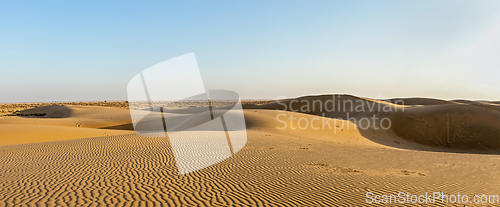 Image of Panorama of dunes in Thar Desert, Rajasthan, India