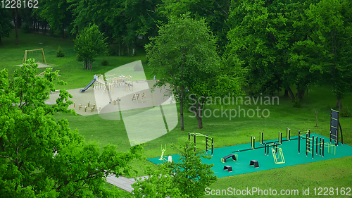 Image of sports ground top view, sports lifestyle concept.