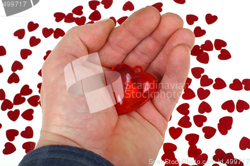 Image of Red hearts in hand