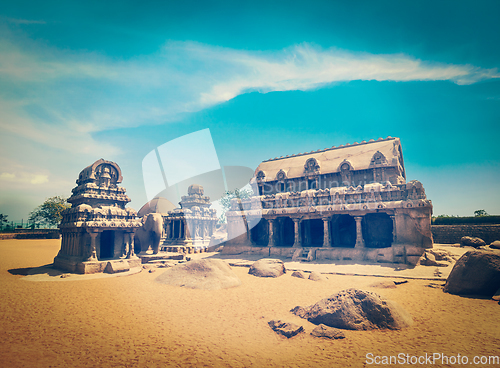 Image of Five Rathas. Mahabalipuram, Tamil Nadu, South India