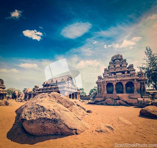 Image of Five Rathas. Mahabalipuram, Tamil Nadu, South India