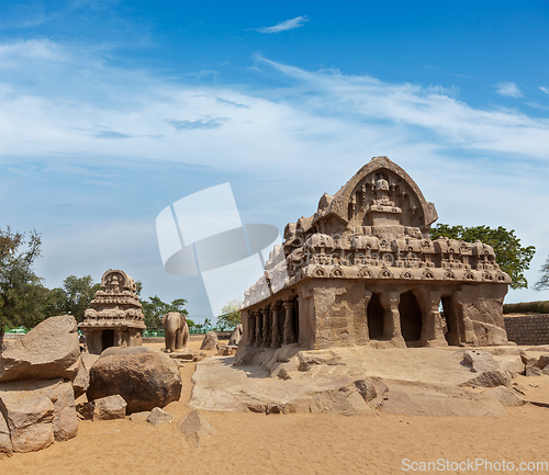 Image of Five Rathas. Mahabalipuram, Tamil Nadu, South India