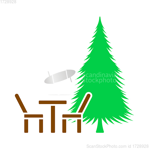 Image of Icon Of Park Seat And Pine Tree