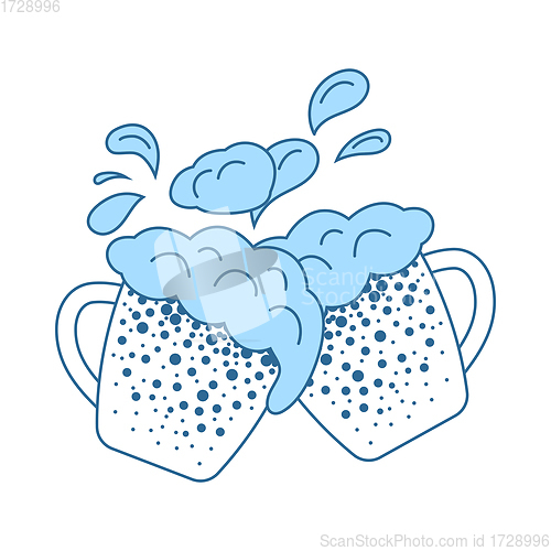 Image of Two Clinking Beer Mugs With Fly Off Foam Icon