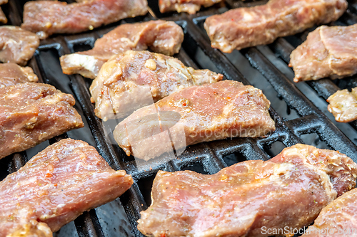 Image of yummy steak on the grill for dinner