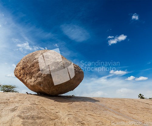 Image of Krishna's butterball - balancing giant natural rock stone, Maha