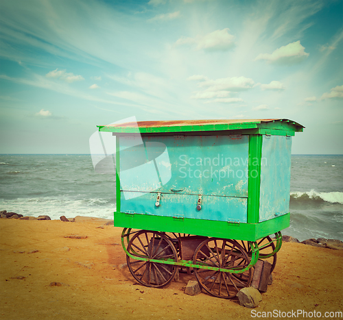 Image of Cart on beach, Tamil Nadu, India