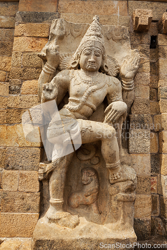 Image of Stone statue of guardian Hindu deity