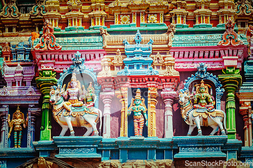 Image of Sculptures on Hindu temple tower