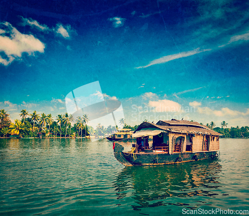 Image of Houseboat on Kerala backwaters, India