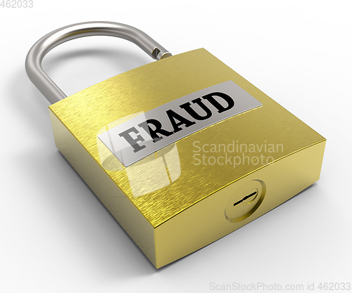 Image of Fraud Padlock Shows Hoax Scam 3d Rendering