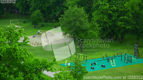 Image of sports ground top view, sports lifestyle concept.