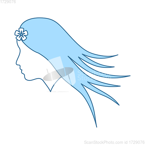 Image of Woman Head With Flower In Hair Icon