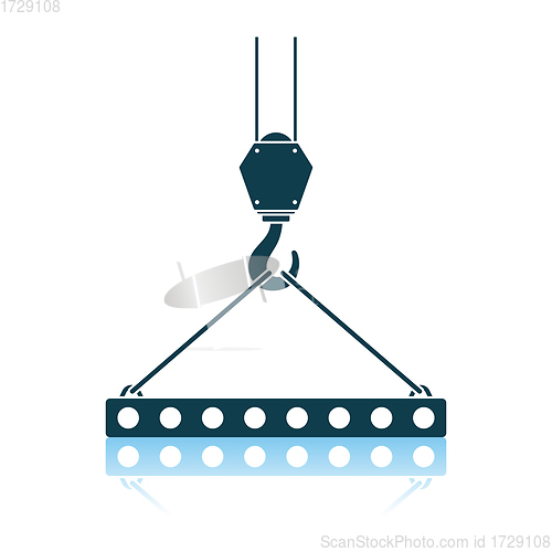 Image of Icon Of Slab Hanged On Crane Hook By Rope Slings