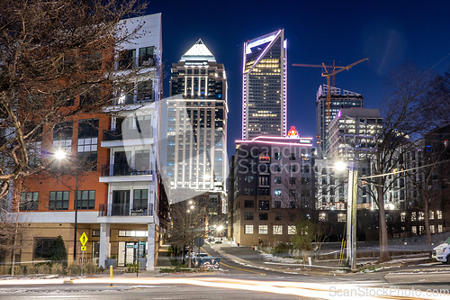 Image of charlotte north carolina city skyline after winted storm