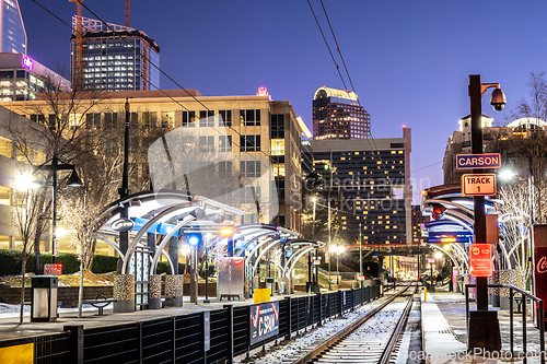 Image of charlotte north carolina city skyline after winted storm