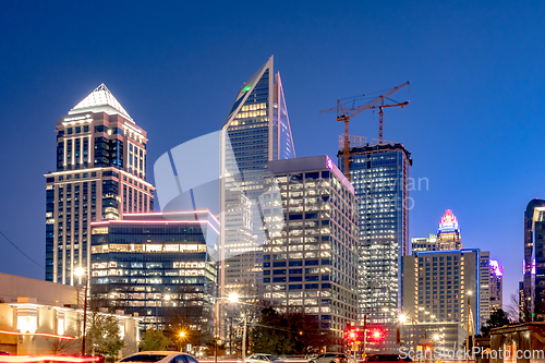 Image of charlotte north carolina city skyline after winted storm