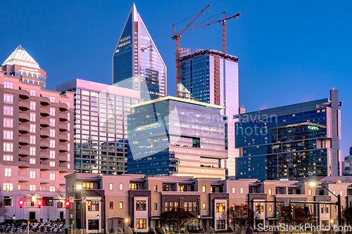 Image of charlotte north carolina city skyline after winted storm