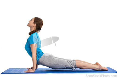 Image of Yoga - young beautiful woman doing yoga asana excerise isolated