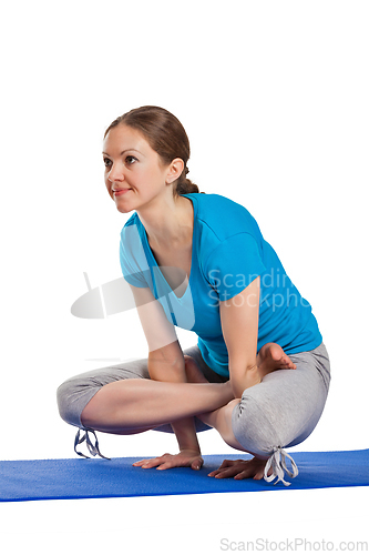 Image of Yoga - young beautiful woman doing yoga asana excerise isolated