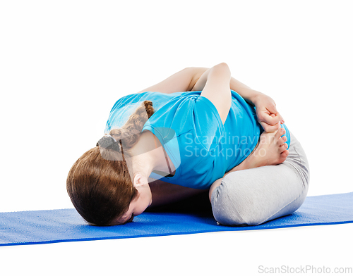 Image of Yoga - young beautiful woman doing yoga asana excerise isolated