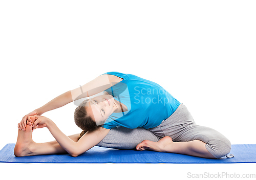 Image of Yoga - young beautiful woman doing yoga asana excerise isolated