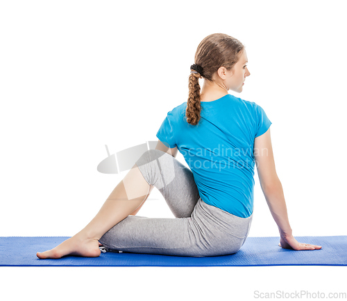 Image of Yoga - young beautiful woman doing yoga asana excerise isolated