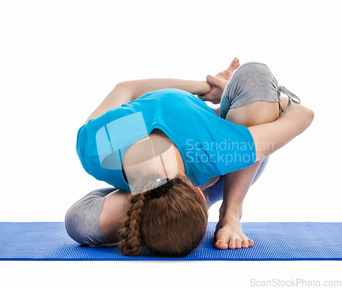 Image of Yoga - young beautiful woman doing yoga asana excerise isolated