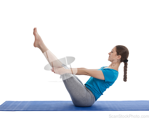 Image of Yoga - young beautiful woman doing yoga asana excerise isolated