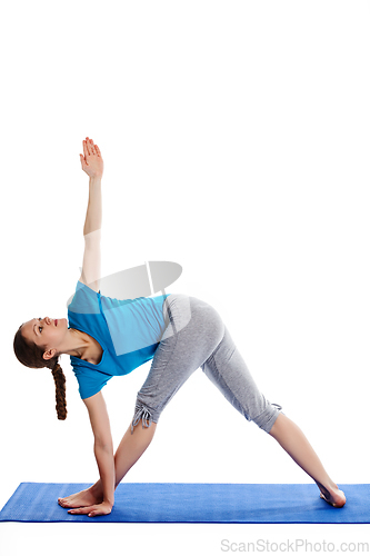 Image of Yoga - young beautiful woman doing yoga asana excerise isolated