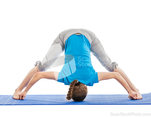 Image of Yoga - young beautiful woman doing yoga asana excerise isolated