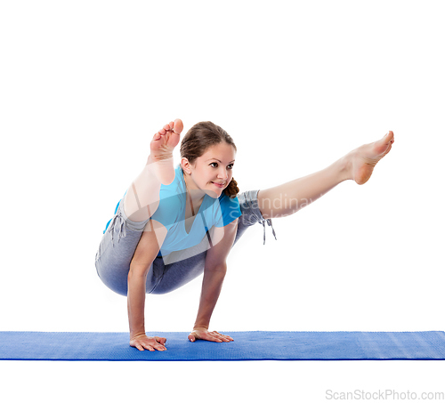 Image of Yoga - young beautiful woman doing yoga asana excerise isolated