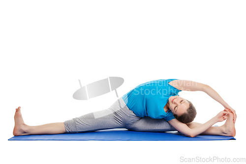 Image of Yoga - young beautiful woman doing yoga asana excerise isolated