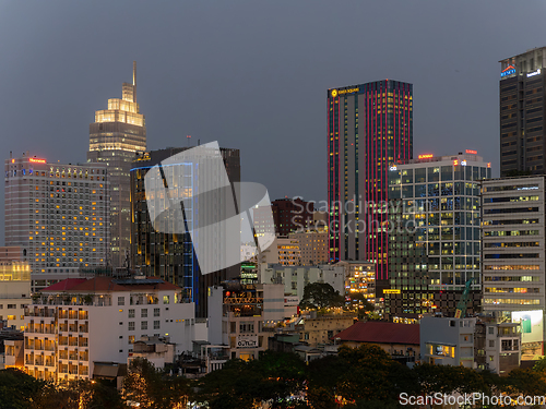 Image of Night time cityscape of Ho Chi Minh City, Vietnam