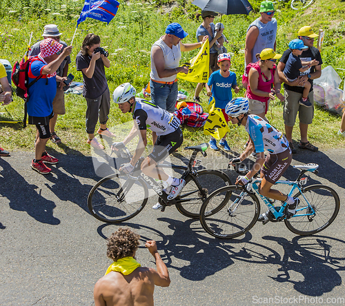 Image of Two Cyclists on Col du Grand Colombier - Tour de France 2016