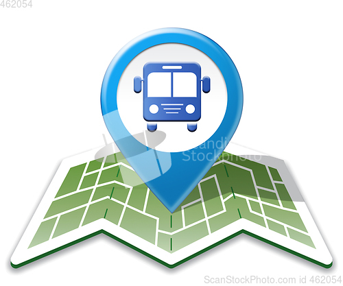 Image of Bus Map Shows Public Transport 3d Illustration