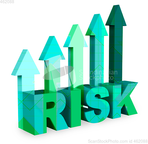 Image of Risk Arrows Show Caution And Danger 3d Rendering