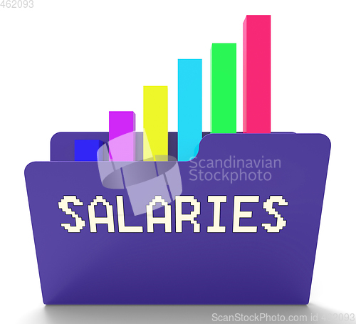 Image of Salaries File Represents Income Graph 3d Rendering